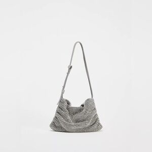 Zara Silver Rhinestone Evening Bag NWT | Sparkly Crossbody Clutch Party Purse